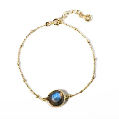 The Jewellery Store London Women's Gold / Green Labradorite You Are Loved Bracelet In Gold Vermeil In Multi