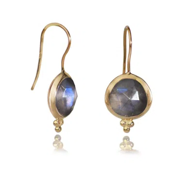 The Jewellery Store London Women's Gold / Green Labradorite ‘you Are Loved' Hook Earrings In Gold Vermeil In Multi