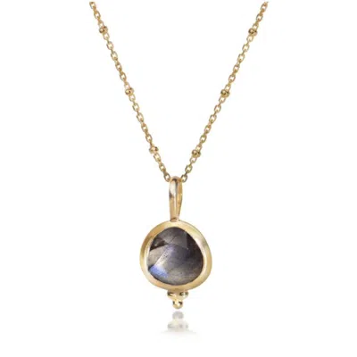 The Jewellery Store London Women's Gold / Green Labradorite ‘you Are Loved' Necklace In Gold Vermeil