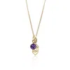 The Jewellery Store London Women's Gold / Pink / Purple Third Eye Chakra/ajna Chakra Charm Necklace In Gold Vermeil– Amethyst