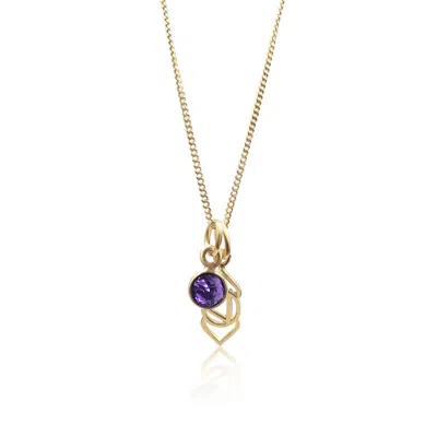 The Jewellery Store London Women's Gold / Pink / Purple Third Eye Chakra/ajna Chakra Charm Necklace In Gold Vermeil– Amethyst In Multi