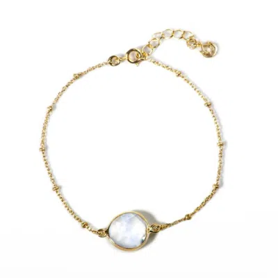 The Jewellery Store London Women's Gold / White Moonstone You Are Loved' Bracelet In Gold Vermeil