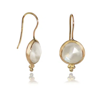The Jewellery Store London Women's Gold / White Moonstone ‘you Are Loved' Hook Earrings In Gold Vermeil