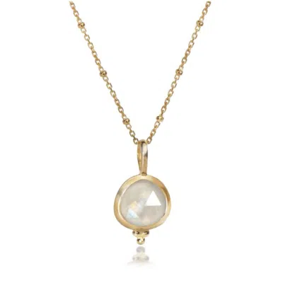 The Jewellery Store London Women's Gold / White Moonstone ‘you Are Loved' Necklace In Gold Vermeil