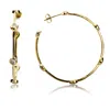 The Jewellery Store London Women's Gold / White Open Hoop Earrings With Moonstones In Gold Vermeil