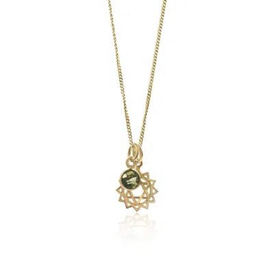 The Jewellery Store London Women's Green / Gold Heart Chakra/anahata Chakra Charm Necklace In Gold Vermeil– Peridot