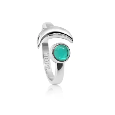 The Jewellery Store London Women's Green / Silver Adjustable May Hope Birthstone Ring In Sterling Silver- Emerald In Multi