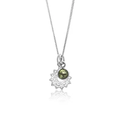 The Jewellery Store London Women's Green / Silver Heart Chakra/anahata Chakra Charm Necklace In Sterling Silver – Peridot In Multi