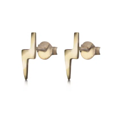 The Jewellery Store London Women's Lightning Bolt Studs In Gold Vermeil