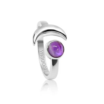 The Jewellery Store London Women's Pink / Purple / Silver Adjustable February Birthstone Ring In Sterling Silver-amethyst