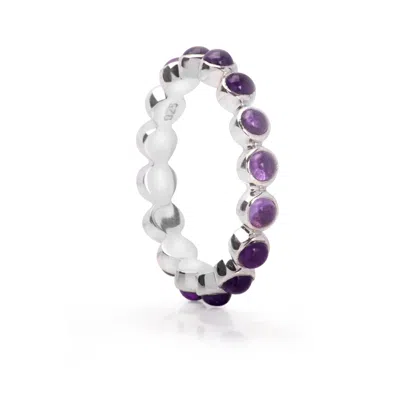 The Jewellery Store London Women's Pink / Purple / Silver Amethyst Gemstones Band Ring In Sterling Silver