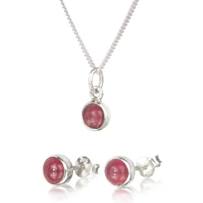 The Jewellery Store London Women's Pink / Purple / Silver October Birthstone Jewellery Set In Sterling Silver-pink Tourmaline In Multi