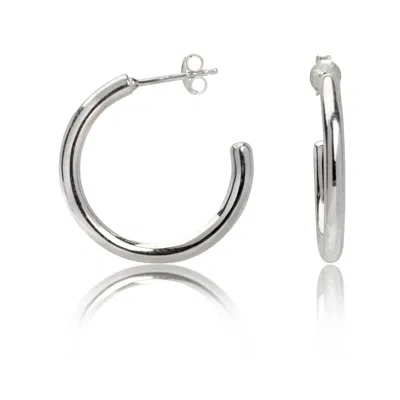 The Jewellery Store London Women's Plain Open Hoops Stud Earrings In Sterling Silver