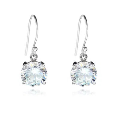 The Jewellery Store London Women's Round Crystal Earrings In Sterling Silver