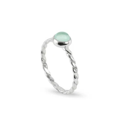 The Jewellery Store London Women's Silver / Blue March Birthstone Ring In Sterling Silver- Aqua Chalcedony In Multi