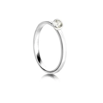 The Jewellery Store London Women's Silver / Blue March Birthstone Stackable Ring – Aqua Chalcedony In Sterling Silver In Multi