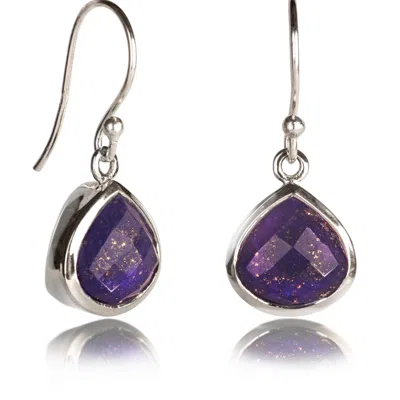 The Jewellery Store London Women's Silver / Blue Pear-shaped Lapis Earrings In Sterling Silver In Multi