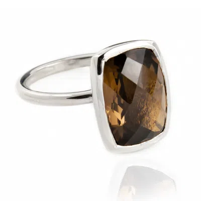 The Jewellery Store London Women's Silver / Brown Desert Earth Quartz Ring In Sterling Silver