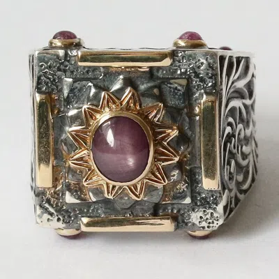 The Jewellery Store London Women's Silver / Gold / Red Mystic Passion Ring. With Ruby In Sterling Silver And Solid Gold