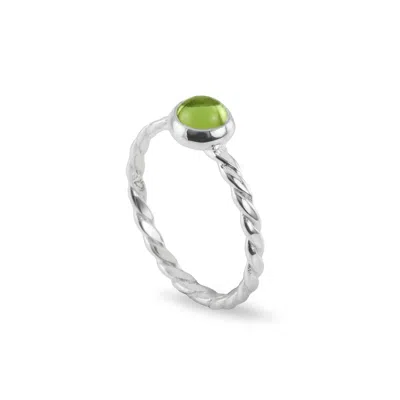 The Jewellery Store London Women's Silver / Green August Birthstone Ring In Sterling Silver- Peridot In Multi