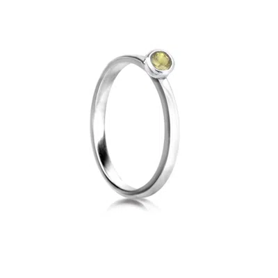 The Jewellery Store London Women's Silver / Green August Birthstone Stackable Ring With Peridot In Sterling Silver