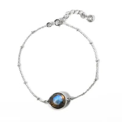 The Jewellery Store London Women's Silver / Green Labradorite You Are Loved Bracelet In Sterling Silver