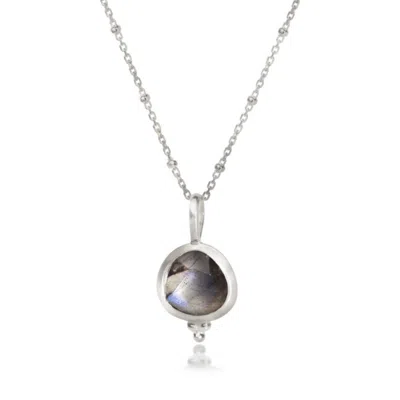 The Jewellery Store London Women's Silver / Green Labradorite ‘you Are Loved' Necklace In Sterling Silver In Multi