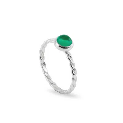 The Jewellery Store London Women's Silver / Green May Birthstone Ring In Sterling Silver- Emerald