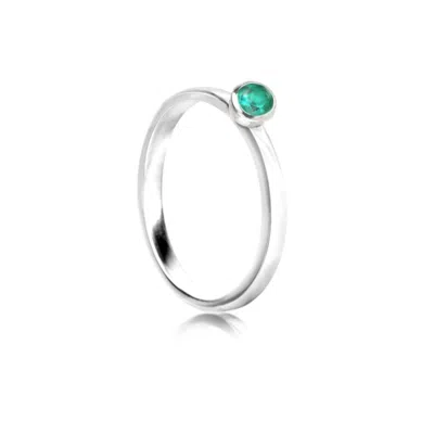 The Jewellery Store London Women's Silver / Green May Birthstone Stackable Ring – Emerald Gemstone In Sterling Silver