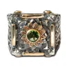 The Jewellery Store London Women's Silver / Green / Yellow Mystic Evergreen Ring With Tsavorite In Sterling Silver And Solid Go