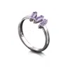 The Jewellery Store London Women's Silver / Pink / Purple Amethyst Baguette Cut Ring In Sterling Silver