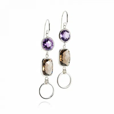 The Jewellery Store London Women's Silver / Pink / Purple Desert Night's Queen Chandelier Earrings In Sterling Silver In Multi