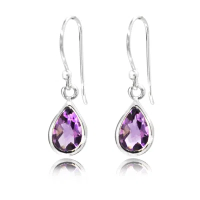 The Jewellery Store London Women's Silver / Pink / Purple Faceted Amethyst Teardrop Dangle Earrings In Sterling Silver