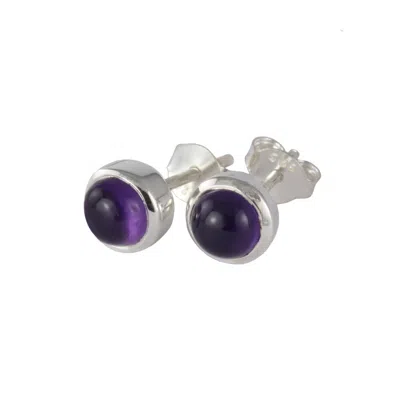 The Jewellery Store London Women's Silver / Pink / Purple February Birthstone Earring Studs – Amethyst In Sterling Silver