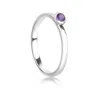 The Jewellery Store London Women's Silver / Pink / Purple February Birthstone Stackable Ring With Amethyst Gemstone In Sterling