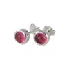 The Jewellery Store London Women's Silver / Pink / Purple October Birthstone Earring Studs- Pink Tourmaline Gemstone In Silver