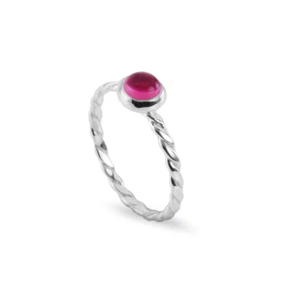 The Jewellery Store London Women's Silver / Pink / Purple October Birthstone Ring In Sterling Silver-pink Tourmaline