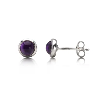 The Jewellery Store London Women's Silver / Pink / Purple Round Amethyst Studs In Sterling Silver