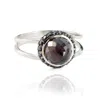The Jewellery Store London Women's Silver / Red / Black Istanbul Vibe Garnet And Black Spinel Ring In Sterling Silver