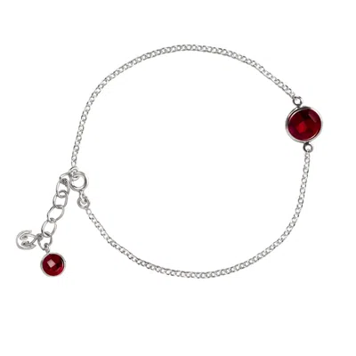 The Jewellery Store London Women's Silver / Red Garnet Chain Bracelet In Sterling Silver