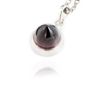 The Jewellery Store London Women's Silver / Red Istanbul Wine Garnet Pendant Necklace In Sterling Silver In Multi