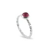 The Jewellery Store London Women's Silver / Red July Birthstone Ring In Sterling Silver- Ruby