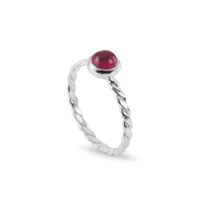 The Jewellery Store London Women's Silver / Red July Birthstone Ring In Sterling Silver- Ruby