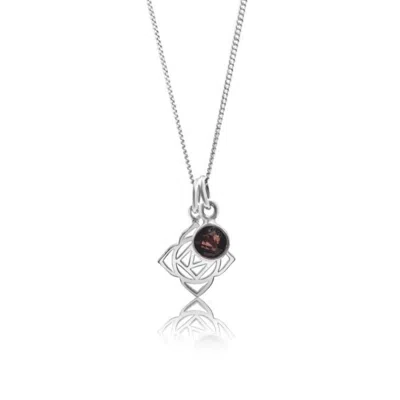 The Jewellery Store London Women's Silver / Red Root Chakra/muladhara Chakra Charm Necklace In Sterling Silver – Garnet