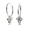 The Jewellery Store London Women's Silver / White Hoop Earrings With Pearls Trilogy Charms In Sterling Silver
