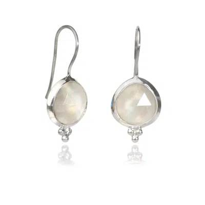 The Jewellery Store London Women's Silver / White Moonstone ‘you Are Loved' Hook Earrings In Sterling Silver