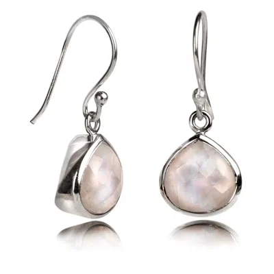 The Jewellery Store London Women's Silver / White Pear-shaped Monstone Earrings In Sterling Silver