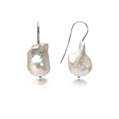 The Jewellery Store London Women's Silver / White White Baroque Pearl Earrings In Sterling Silver In Multi