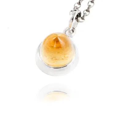 The Jewellery Store London Women's Silver / Yellow Istanbul Spice Citrine Pendant Necklace In Sterling Silver In Multi