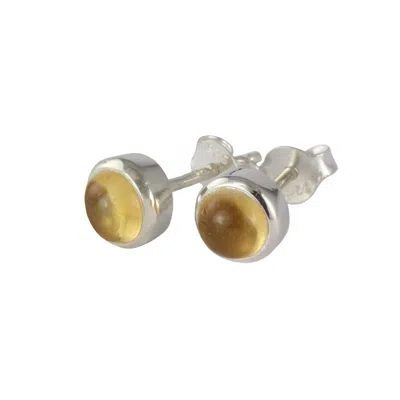 The Jewellery Store London Women's Silver / Yellow / Orange November Birthstone Earrings Studs – Citrine In Sterling Silver